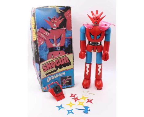 A Mattel No.9858 large-scale Shogun Warrior Popy of Japan Dragun robot, housed in the original box with accessories, minor sp