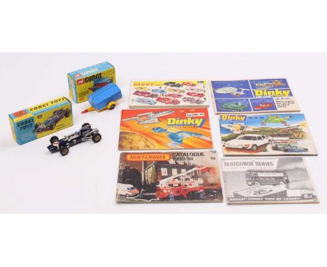 A collection of Corgi Toy and Model Collecting brochures to include a No. 109 Pennyburn Workmens Trailer, together with a box