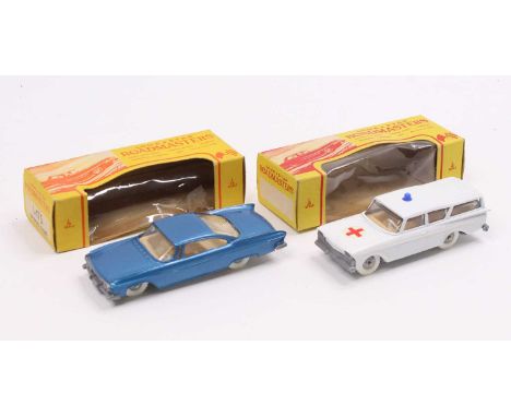 Lone Star Roadmasters, 2 boxed examples comprising No. 1475 Dodge Dart, blue body, with a brown interior, and white tyres, an