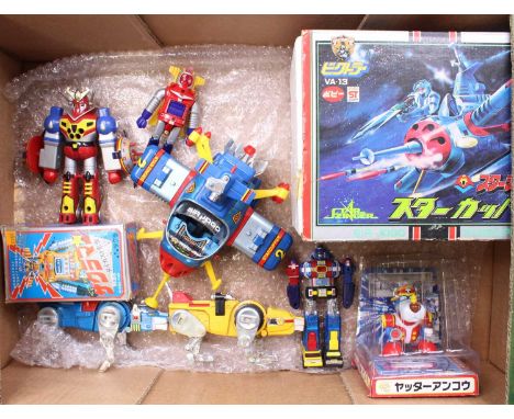 A collection of Japanese 1970s release robots and space toys, by Bullmark, Sakura, Popy, and others, three examples boxed, ot