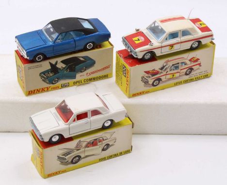 A Dinky Toys boxed diecast group to include No.179 Opal Commodore, finished in metallic blue with black roof and light blue i