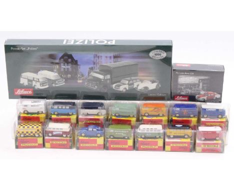 One tray containing a quantity of Schuco Piccolo 1/90 scale single issue and gift set white metal vehicles to include a limit