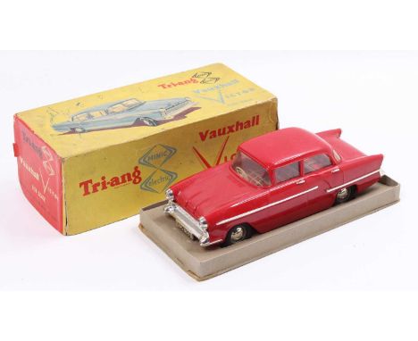 Triang Minic Electric 1/20th scale Vauxhall Victor, red body, with a tartan printed interior, and bright work bumpers, grille