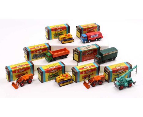 A collection of eight Lonestar Impy Cars to include cars and commercial vehicles, examples to include a No. 34 Euclid tractor