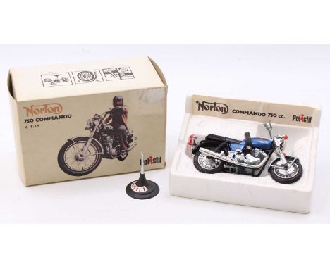 A Polistil No. MS111 1/15 scale boxed diecast model of a Norton 750 Commando housed in the original polystyrene packed box