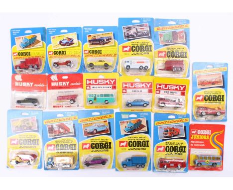 One tray containing a quantity of various Corgi Junior and Husky single issue diecast vehicles to include a Husky Models No. 