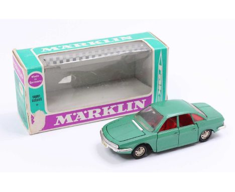 A Marklin No. 1811 NSU RO 80 comprising a metallic green body, with a red interior, sold in the original window box (E-NM,BG)