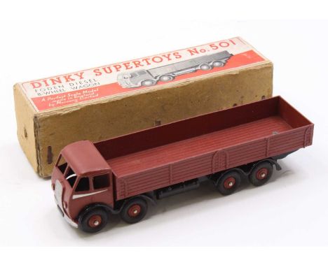 Dinky Toys No. 501 Foden diesel 8-wheel wagon comprising of first type cab finished in brown and black, with brown hubs and s