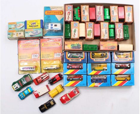 A collection of mixed Matchbox diecasts, comprising some boxed railway-related Superfast models such as a Pannier Locomotive,