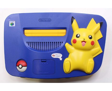 An original boxed Pokemon Pikachu edition Nintendo 64 boxed console, very little use and housed in the original polystyrene p