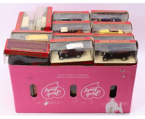 Matchbox Models of Yesteryear window boxed model group, with examples including Y17 1938 Hispano Suiza, Y11 Bugatti Type 35, 