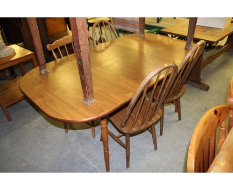 Table and four stick back chairs