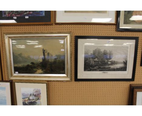 Lucien Gautier etching with signature to reverse, & Gilt framed Kranze print