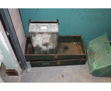 4 vintage metal storage workshop boxes