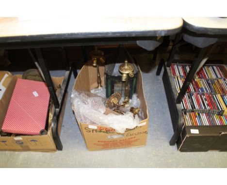 Two 3 lighter ceiling fittings, shades and lantern light, etc