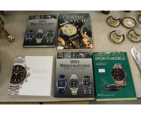 5 Books related to wristwatches including vintage rolex book