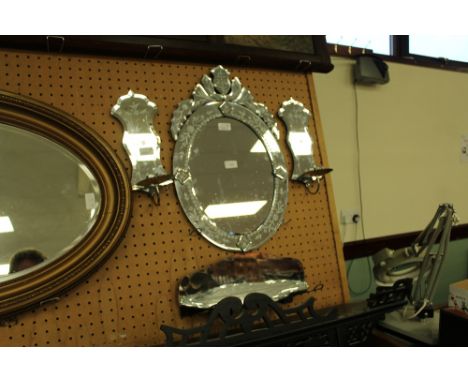 Etched Venetian Style Mirror, Sconces etc