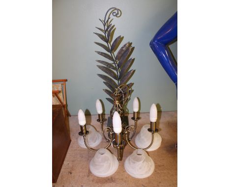 Modern 5 branch light fitting & glass shades