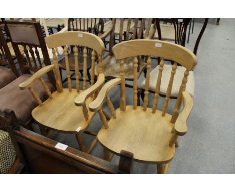 Pair of carver chairs, light wood