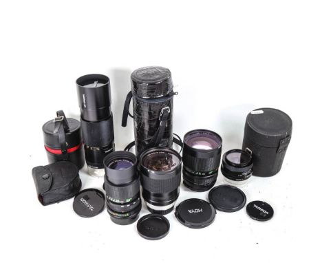 Various Vintage camera lenses, including Vivitar, Hoya, Tamron etc 