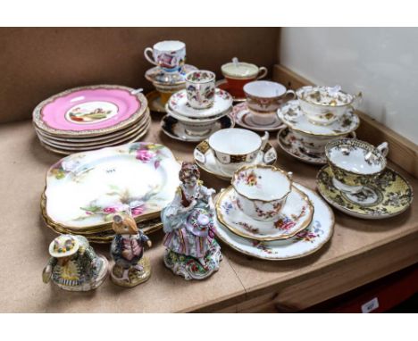 A quantity of various ceramics, including teacups, Royal Worcester plates, Doulton figures etc 