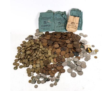 A large quantity of pre-decimal coins, including some silver (boxful) 
