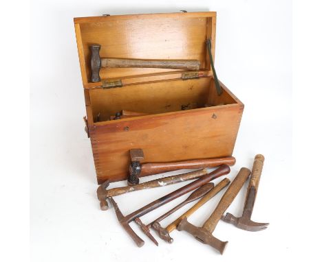 Various Vintage tools, including hammers etc (boxful) 
