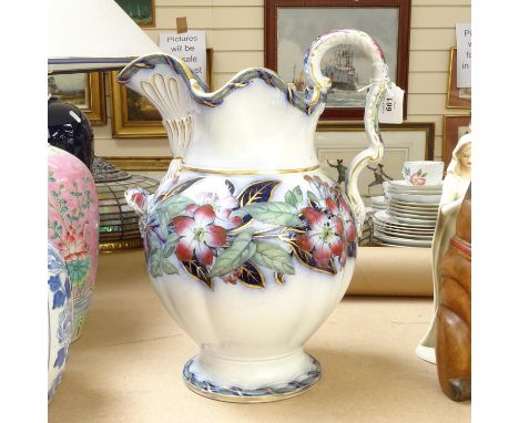 A large transfer decorated ceramic wash jug, height 41cm 