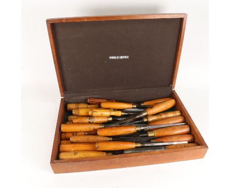 A large quantity of various Antique carpenter's woodworking tools, including chisels (boxful) 