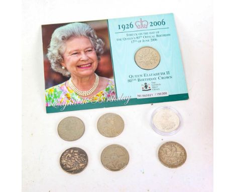 Victorian 1893 silver crown, £5 coins, crown etc 