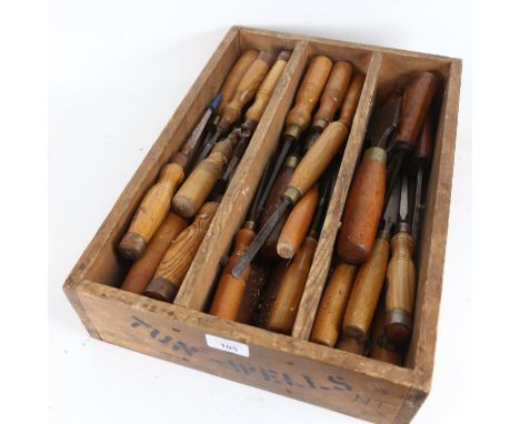 A large quantity of various Antique carpenter's woodworking tools, including chisels (boxful) 