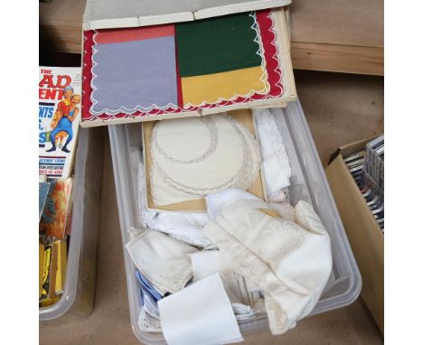 A box of Vintage table linen 