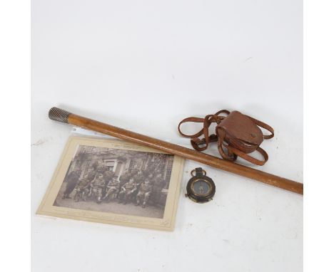 A First World War Period silver-topped walking cane, to Sgt GW Stacey, Edinburgh December 1916, an original photograph of 7th