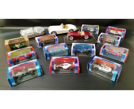 LARGE SELECTION OF MODEL TRAINS, BOATS AND CARSincluding Atlas Edition Grand Prix Legends of Formula 1, a 1/18 scale 1948 Jag