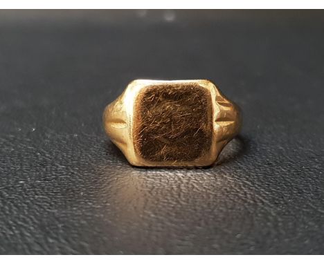 NINE CARAT GOLD SIGNET RINGring size R and approximately 4.6 grams 