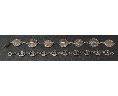 TWO SCOTTISH SILVER BRACELETScomprising a John Hart Iona silver bracelet, the circular links with alternating decoration of V