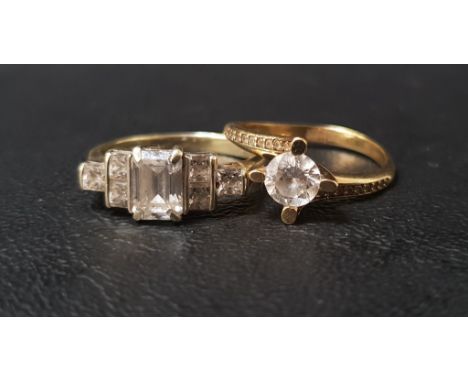 TWO CX SET RINGSone a cluster ring in nine carat gold, ring size N-O; and the other a single stone ring in eight carat gold, 