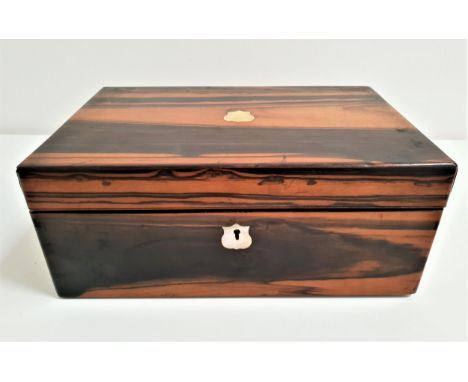 19th CENTURY COROMANDEL AND MOTHER OF PEARL INLAID WRITING SLOPEwith a fitted interior and two secret compartments, 35.5cm wi