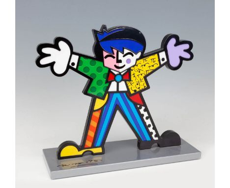 ROMERO BRITTO (Brazil, 1963)."Big Hug, 2009.Enamel on iron, copy 104/1000.Signed and justified on the base.Measurements: 29 x