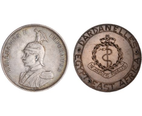 Miscellaneous, Trench Art -A German East Africa Silver Rupee, the obverse showing William II with the legend “Guilelmus II Im