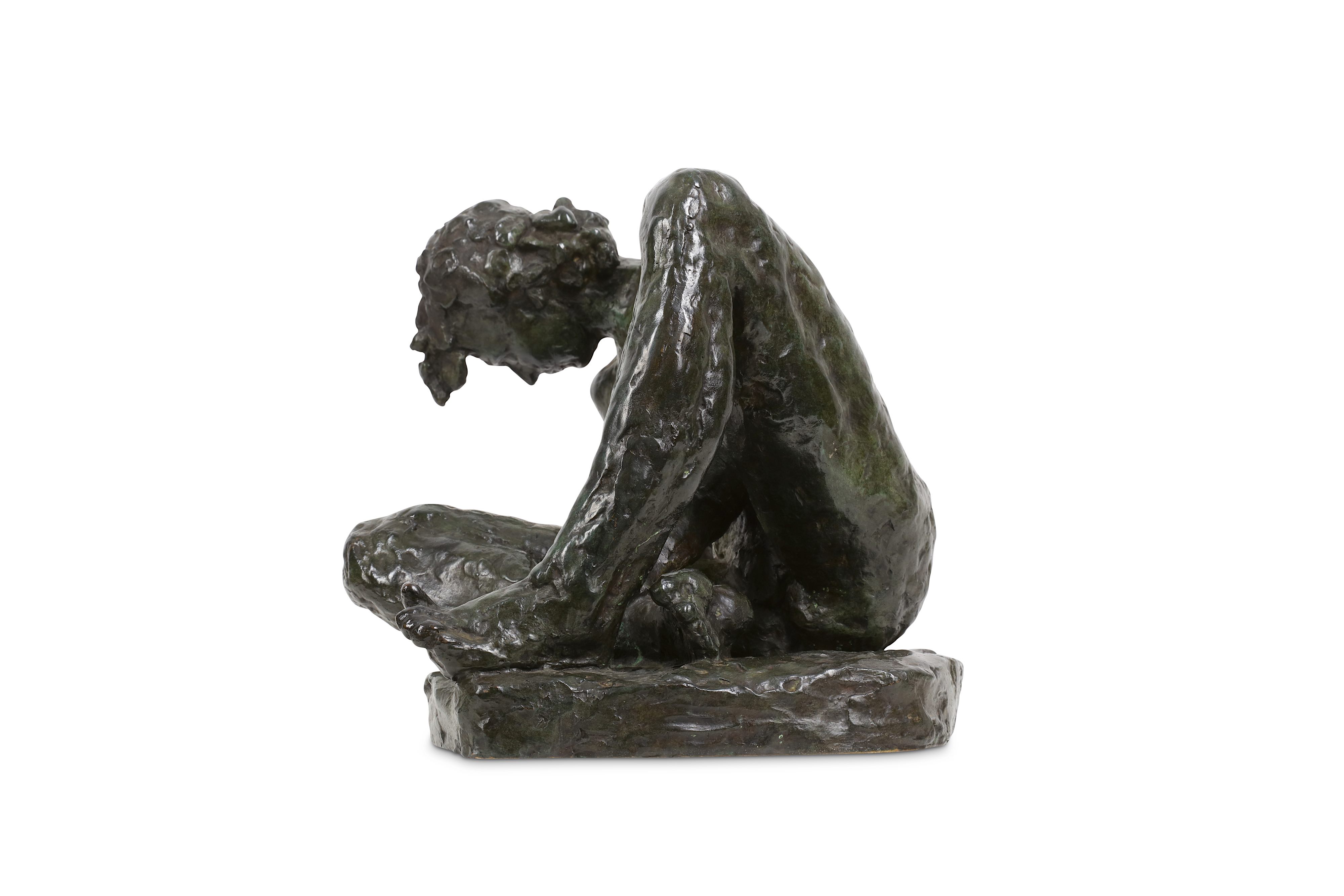 A 20TH CENTURY BRONZE FIGURE OF A NUDE GIRL the reclining nude on a ...