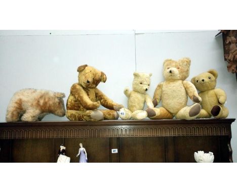 A box of vintage teddy bears