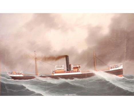  'SS Norton' - Steam Ship's portrait, late 19th century gouache unsigned titled 38cm x 60cm (unframed) Condition Report Click