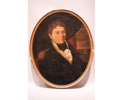 Rear Admiral John Byron (1723-1786), oval portrait oil on canvas laid on board unsigned 18th/19th century 61cm x 48cm Conditi