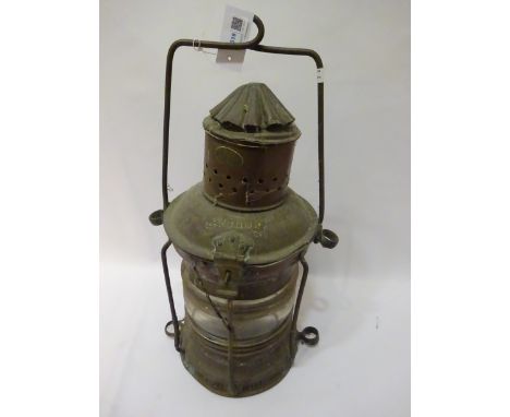 Brass ship's Anchor light by Thomas Grieve & Son H62cm Condition Report Click here for further images, condition, auction tim