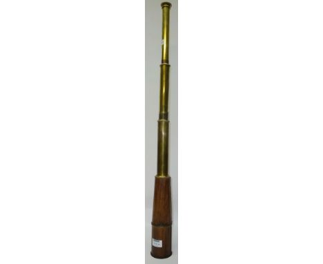 Broadhurst Clarkson &amp; Co three draw brass Telescope, L82cm