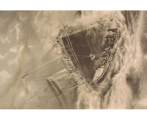 'And Every Soul was Saved Alive' - Victorian Lifeboat monochrome print with dedication, pub. by James Walker & Co. Dublin, 63