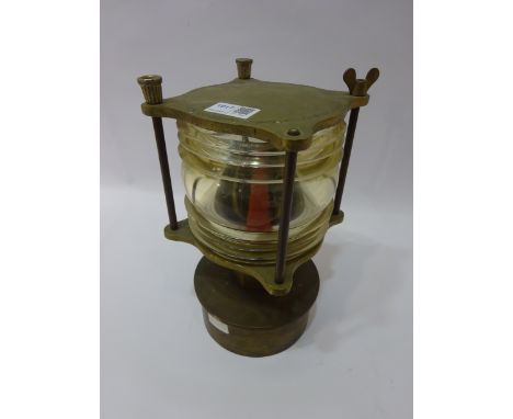 Brass ship's lamp engraved 'Mast top light Sigurd Jarl Destroyed by Fire River Humber 1989' H29cm Condition Report Click here