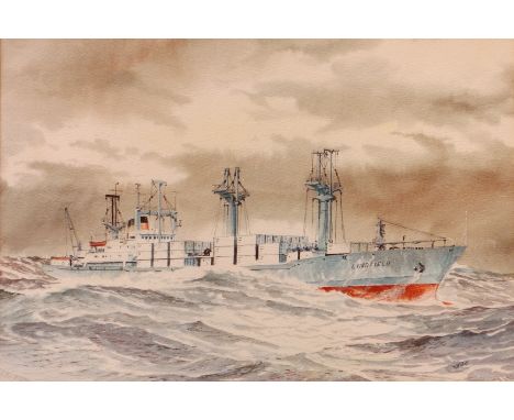 'SS Lindfield' - ship's portrait, watercolour signed by Roger D Morris (British 1935-) 24cm x 36cm Condition Report Click her