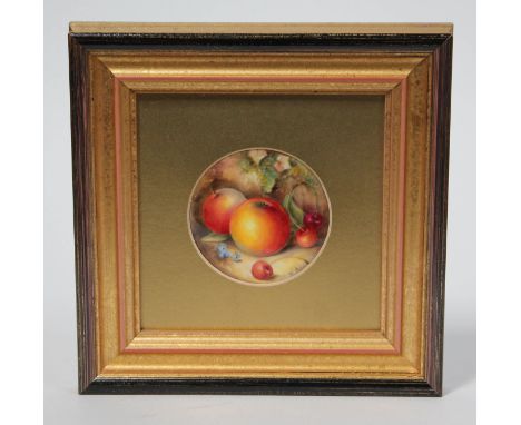A Royal Worcester porcelain plaque decorated with fruit signed 'W Bee', modern frame 23.5cm x 23.5cm. CONDITION REPORT - visi